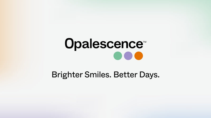 Opalescence logo with tagline 'Brighter Smiles. Better Days.' on a light gradient background