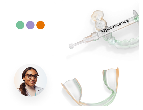 Opalescence teeth whitening kit with syringe and tray on a white background