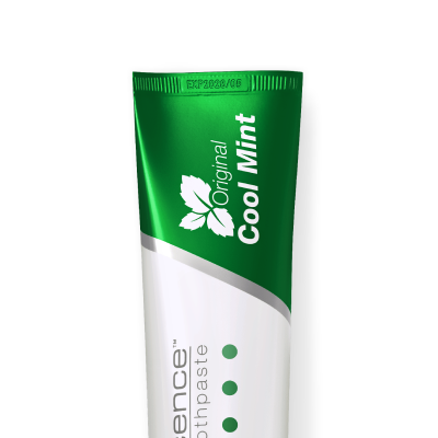 Close up of Cool Mint Opalescence toothpaste tube